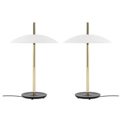 Pair of Signal Table Lamps from Souda, White & Brass, Made to Order