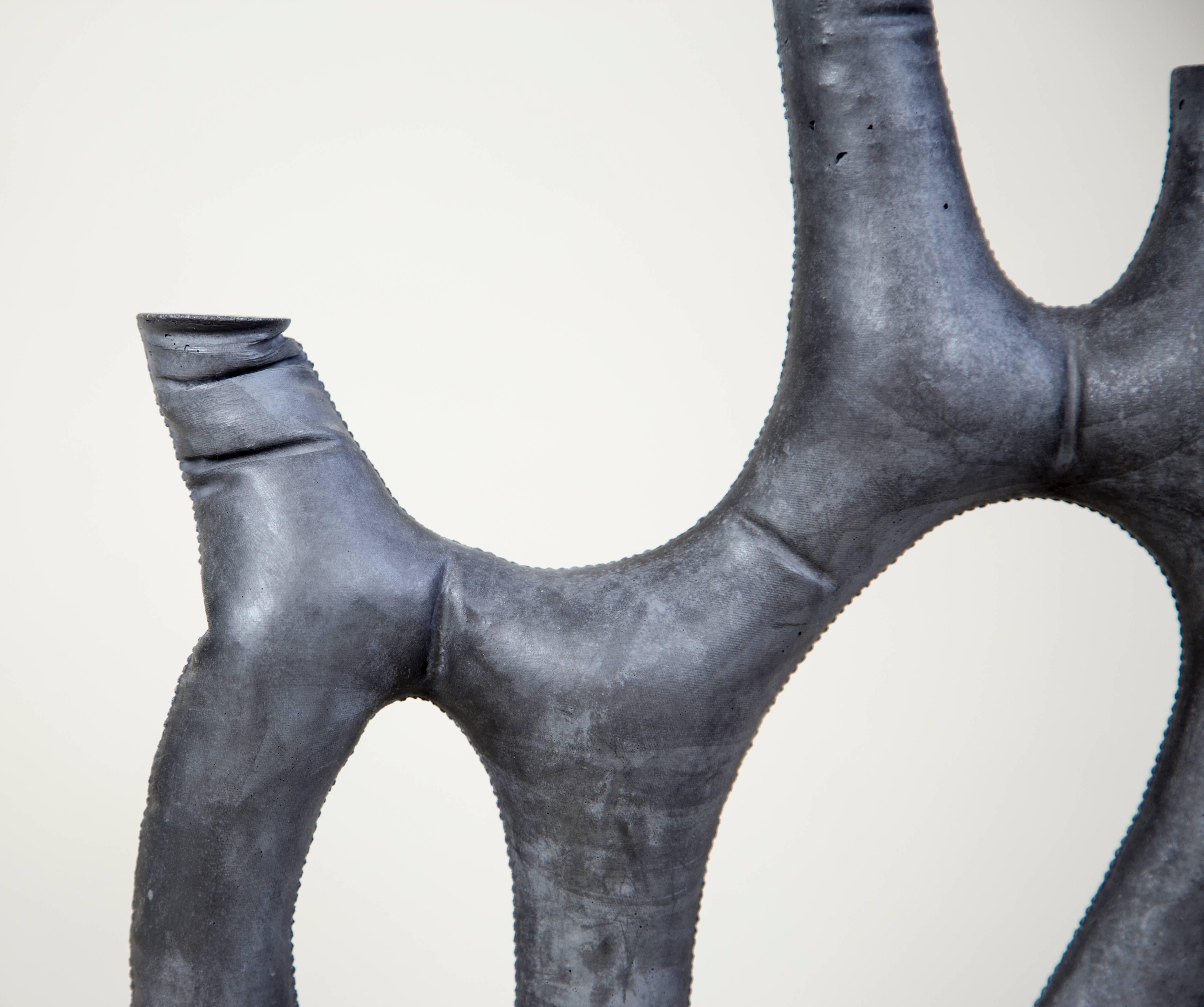 Cast Uninque Kreten Candelabra from Souda, Charcoal, in Stock