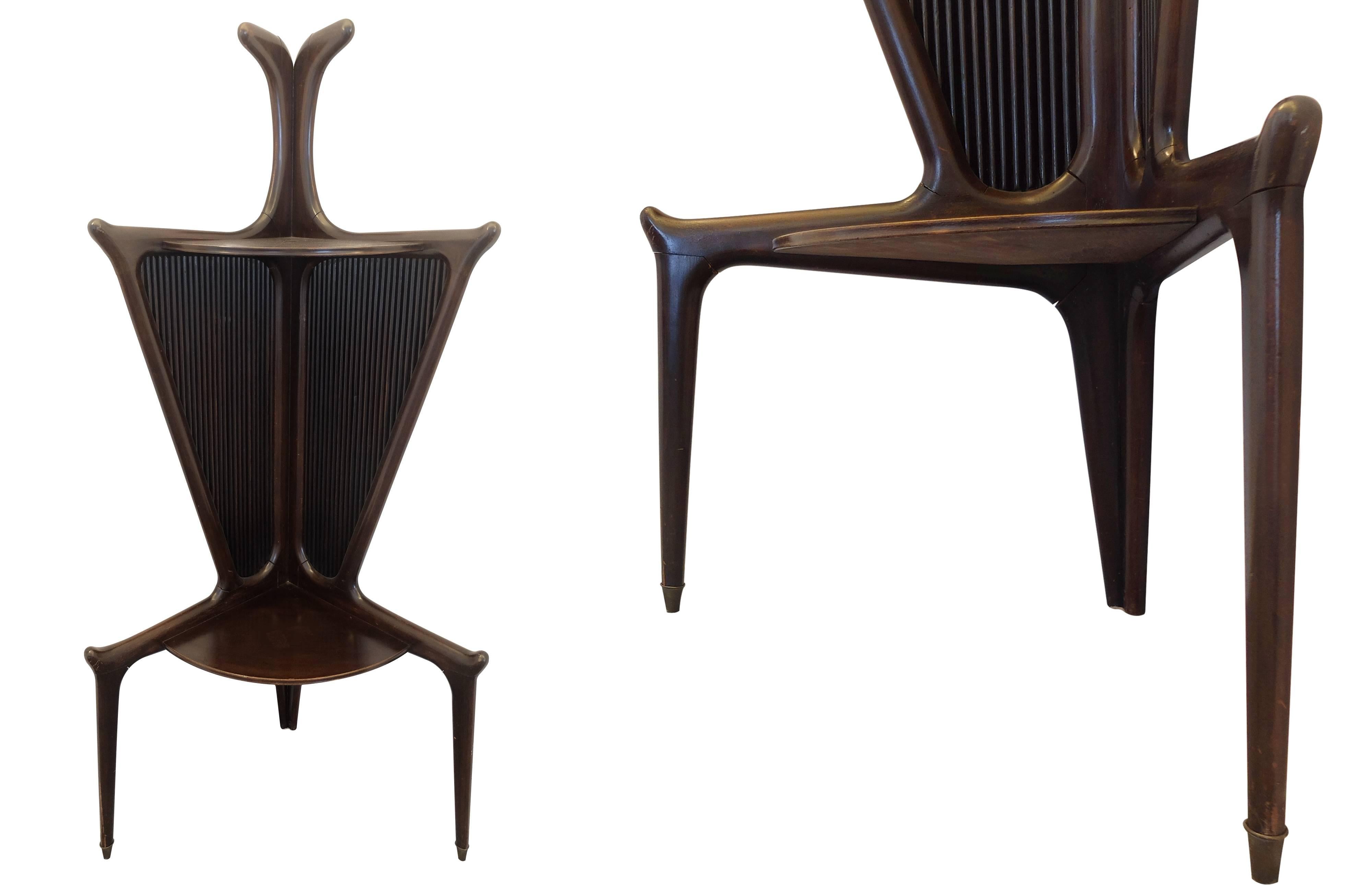 Mid-20th Century Authentic Italian Mid-Century Dark Rosewood Corner Tables from the 1950s
