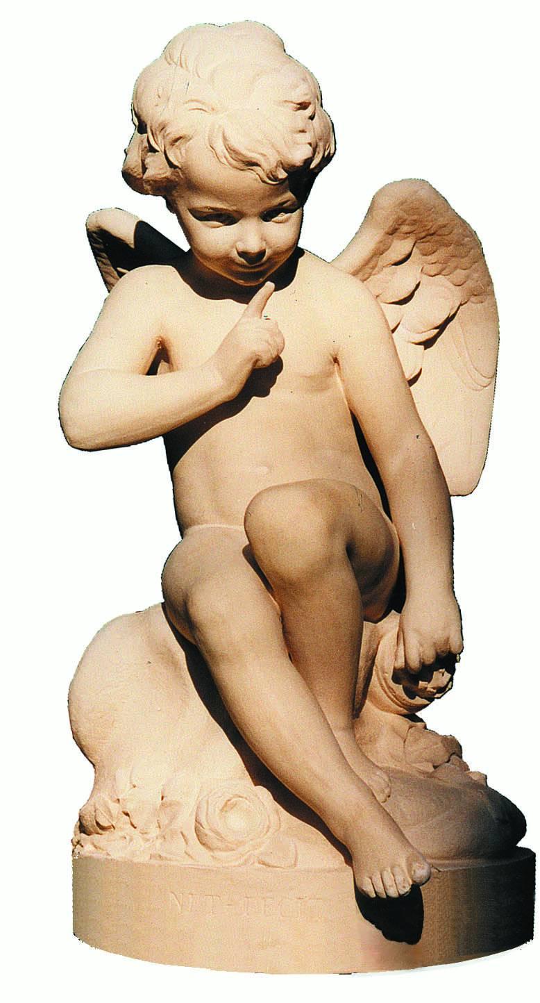 Embossed Exceptional Terracotta Statue Amour au Silence after Falconet For Sale