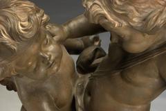 Patinated Terracotta Statue Cupid Fighting for Love After E M Falconet
