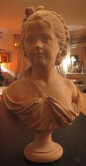 French Terracotta Bust Young Girl with the Rose after a Pajou