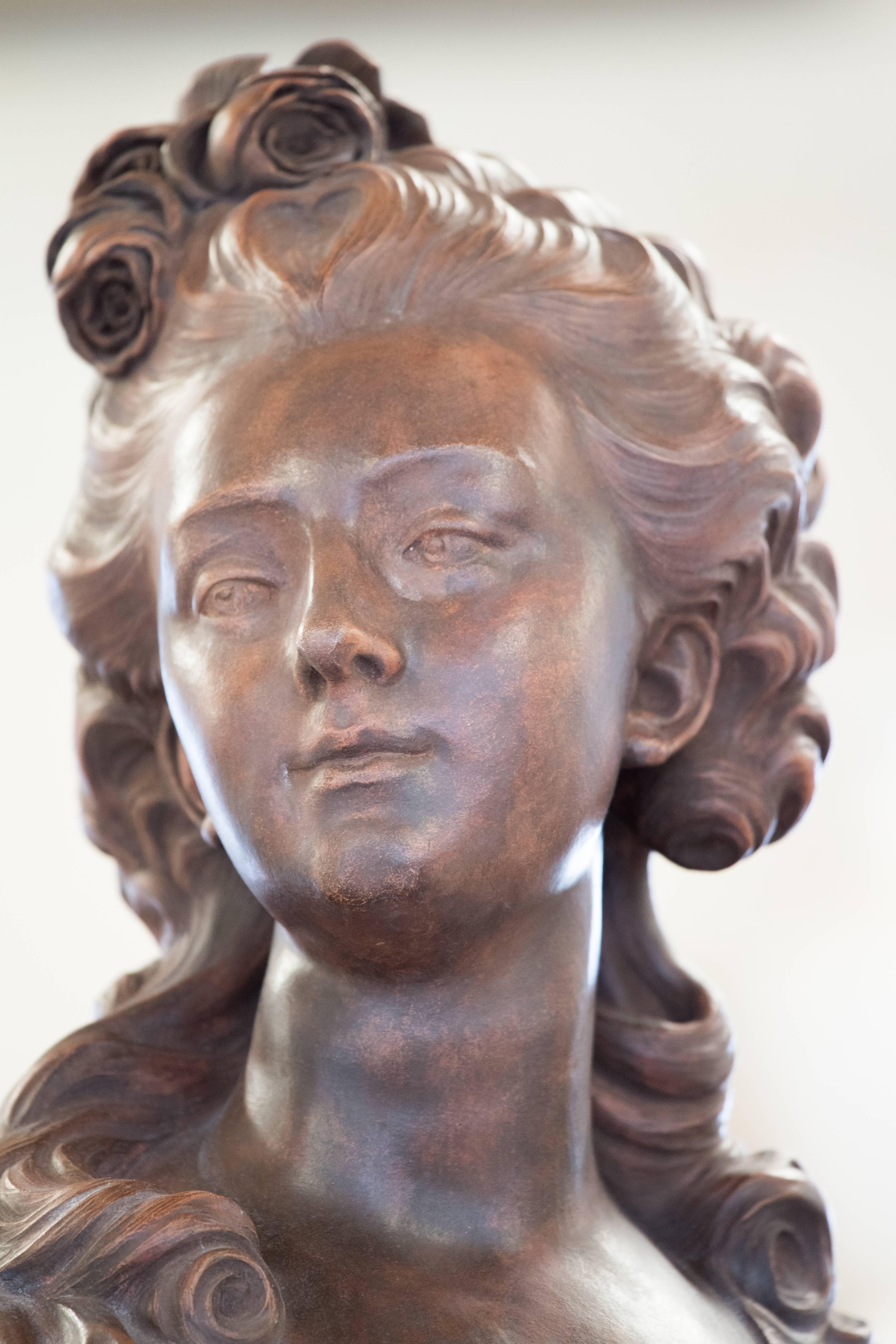French Wonderful Marie-Antoinette Terracotta Bust For Sale