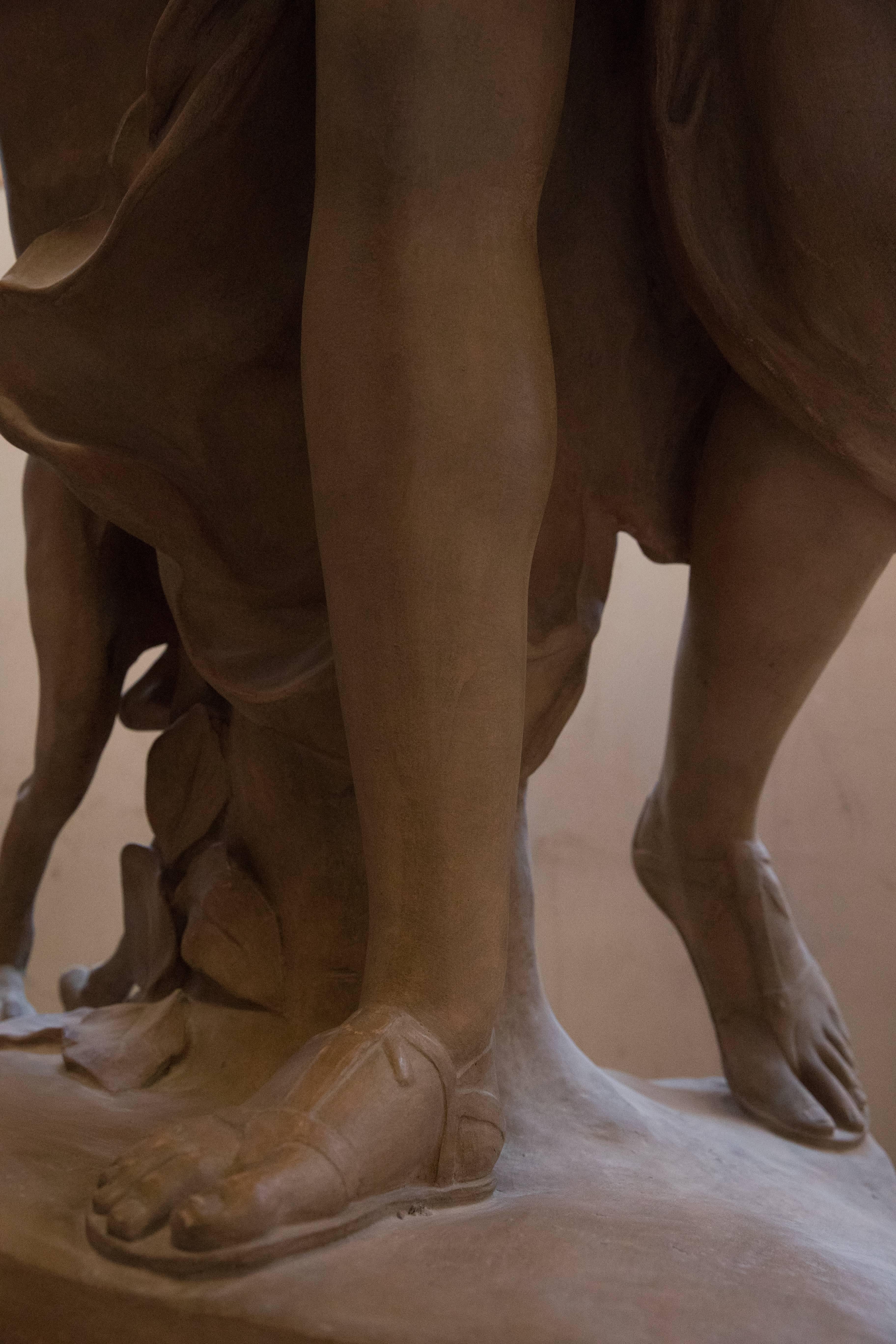 French Exceptional Terracotta Statue Compagne De Diane after René Frémin For Sale