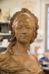 Antique Patina Terracotta Bust Louise de Pange after Augustin Pajou '1730-1809'