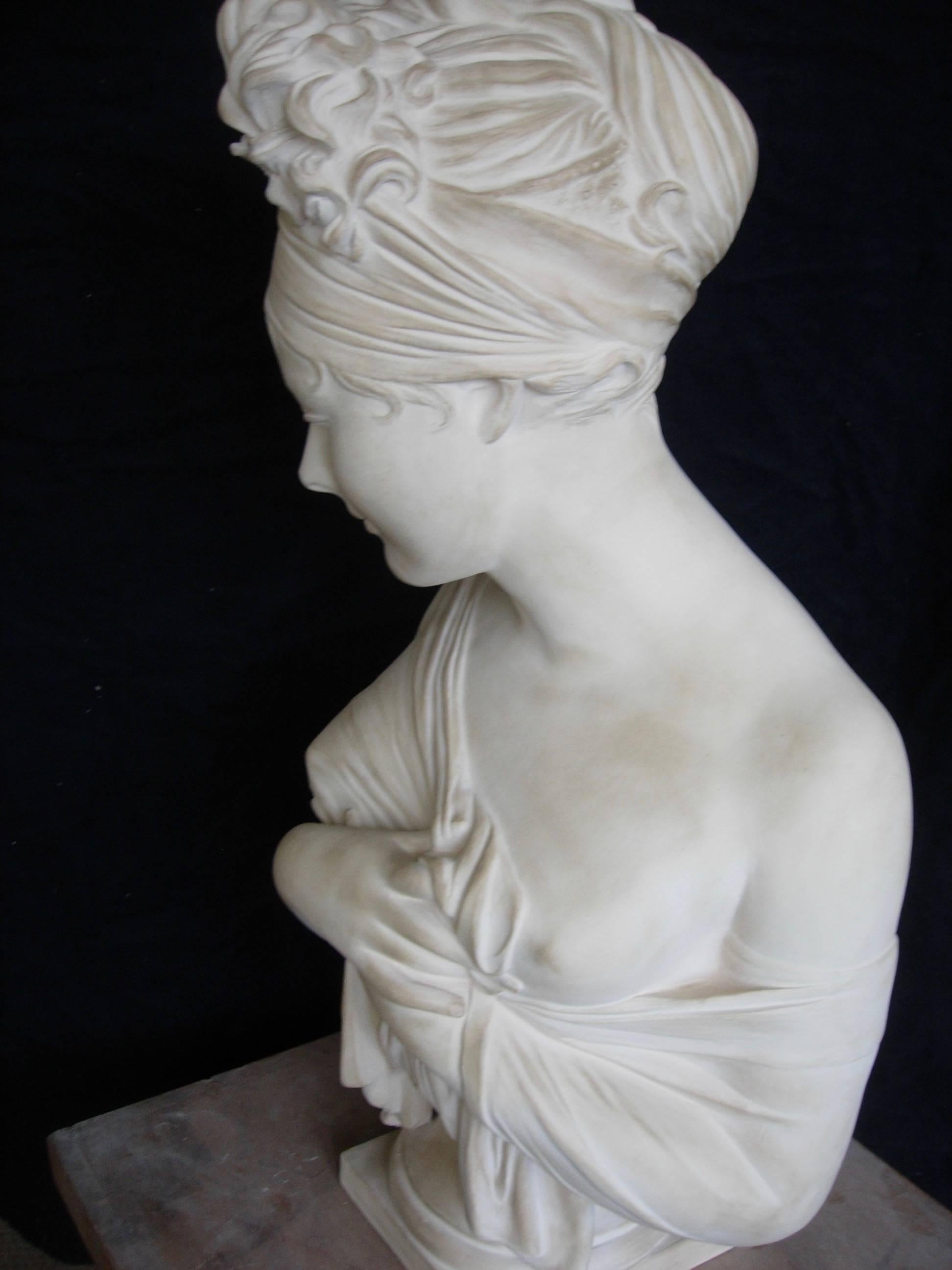 Empire Terracotta Bust of Juliette Récamier after Joseph Chinard For Sale