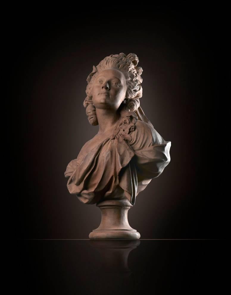 Art reproduction in terracotta, bust of La Guimard after Merchi Gaetano
This bust is of a very successful dancer, Mlle. Guimard, who was also one of the most famous courtesans of pre-Revolutionary France. The sculptor, though Italian by birth,