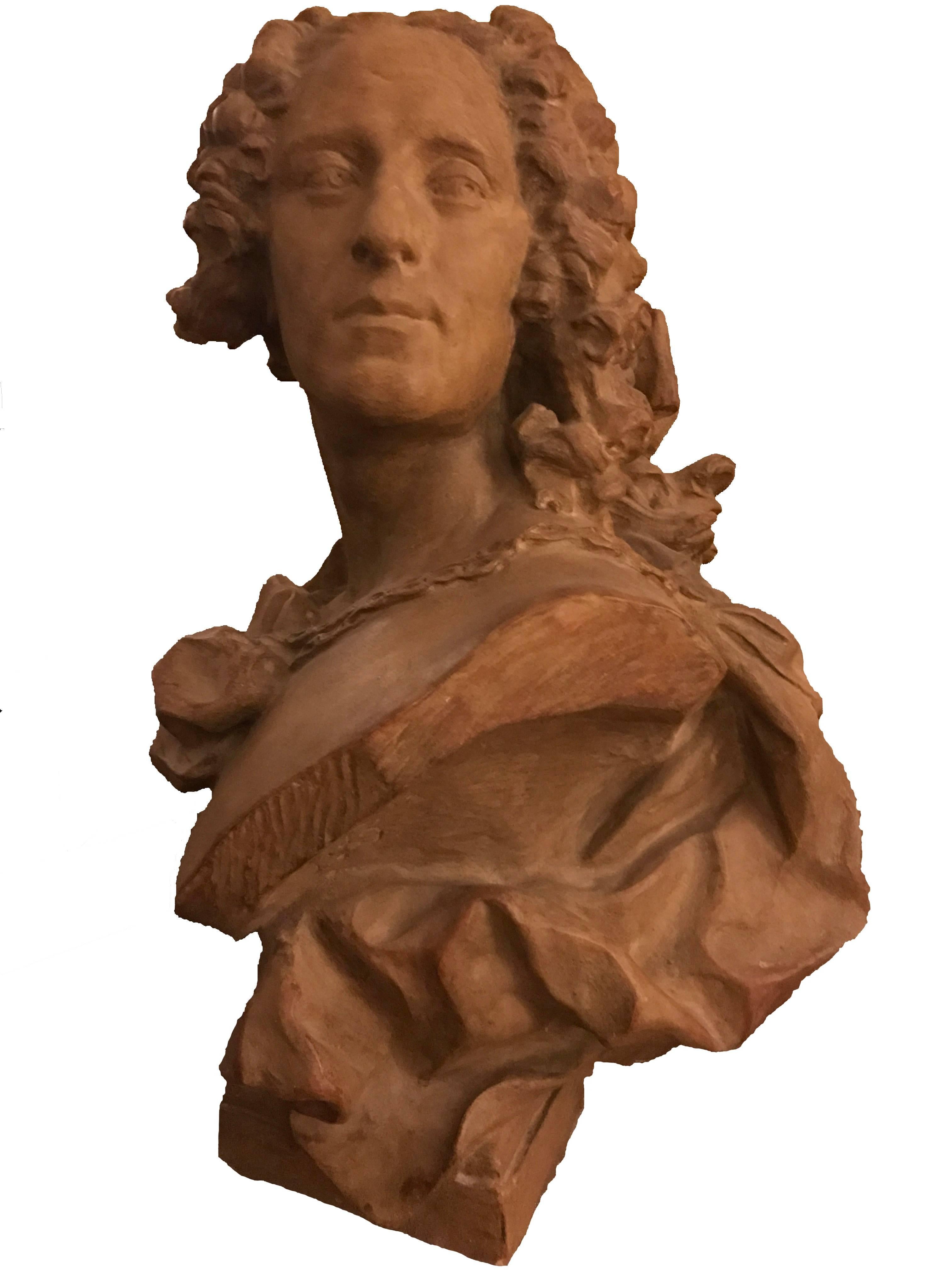 Louis XV Terracotta Bust of Noel-Nicolas Coypel after Lemoine For Sale