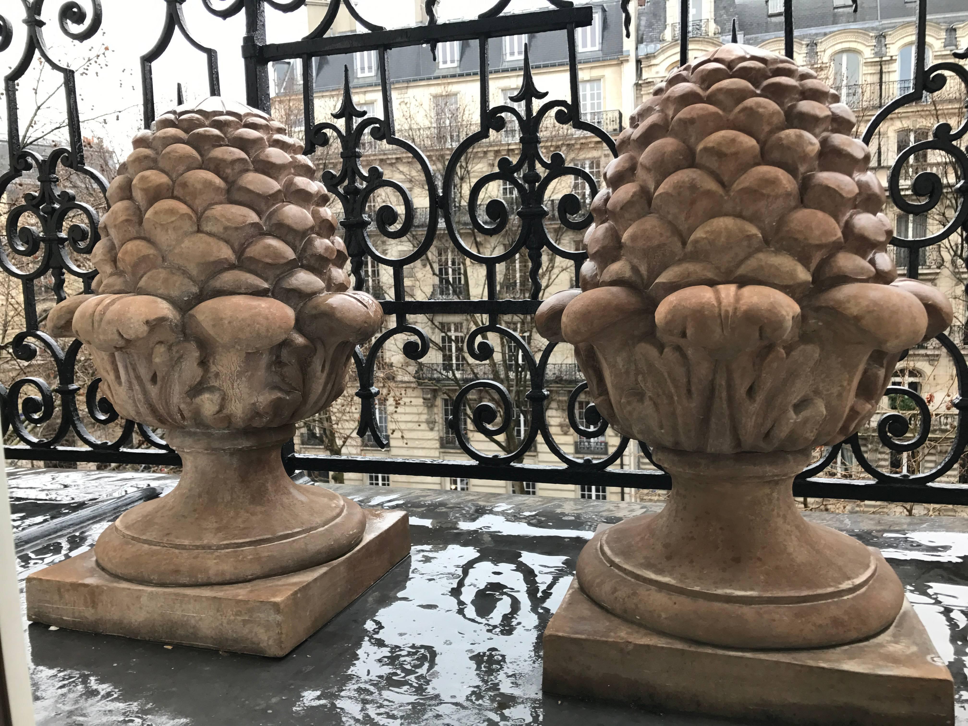 French Terracotta Pine Cone For Sale