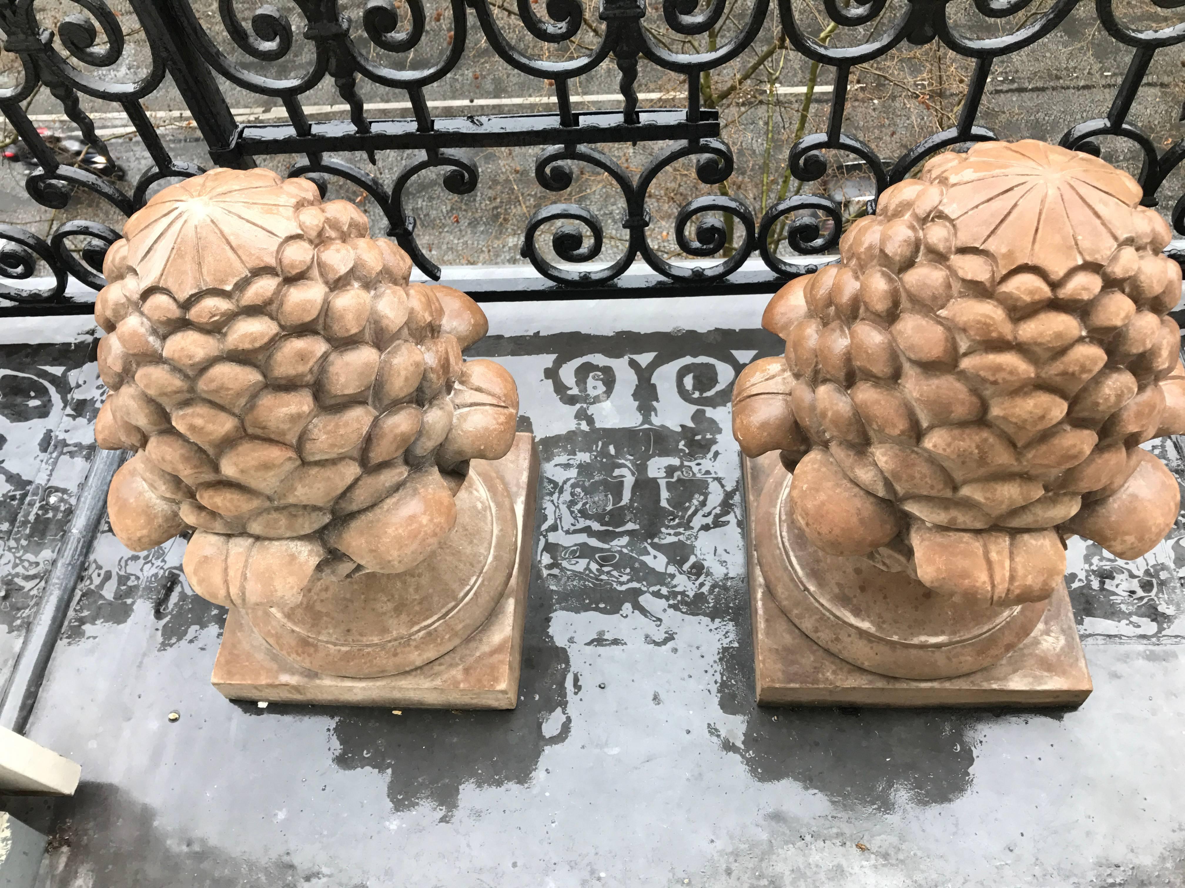 Embossed Terracotta Pine Cone For Sale