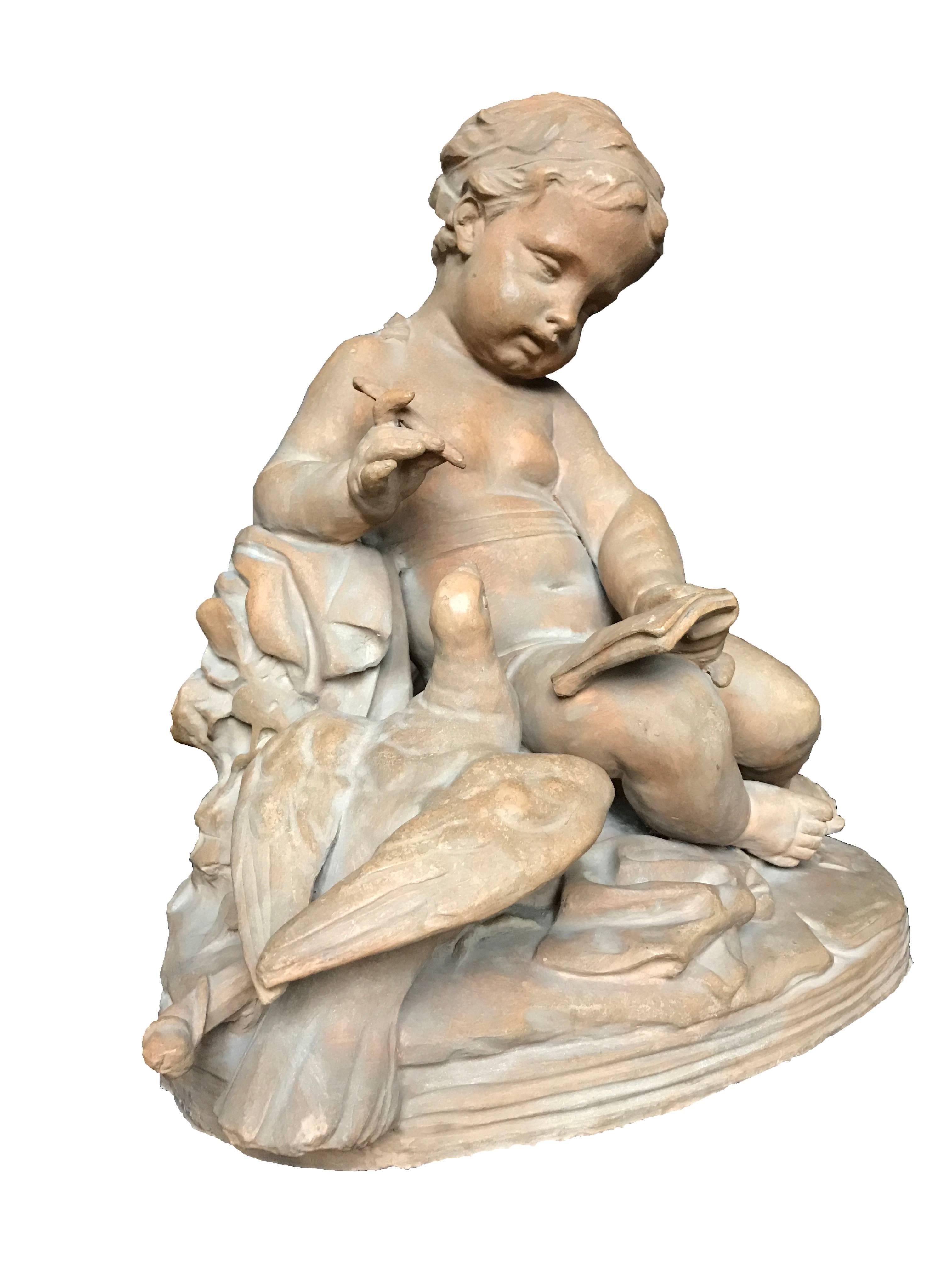 Louis XVI Terracotta Allegory of Literature after Jean Baptiste Pigalle For Sale