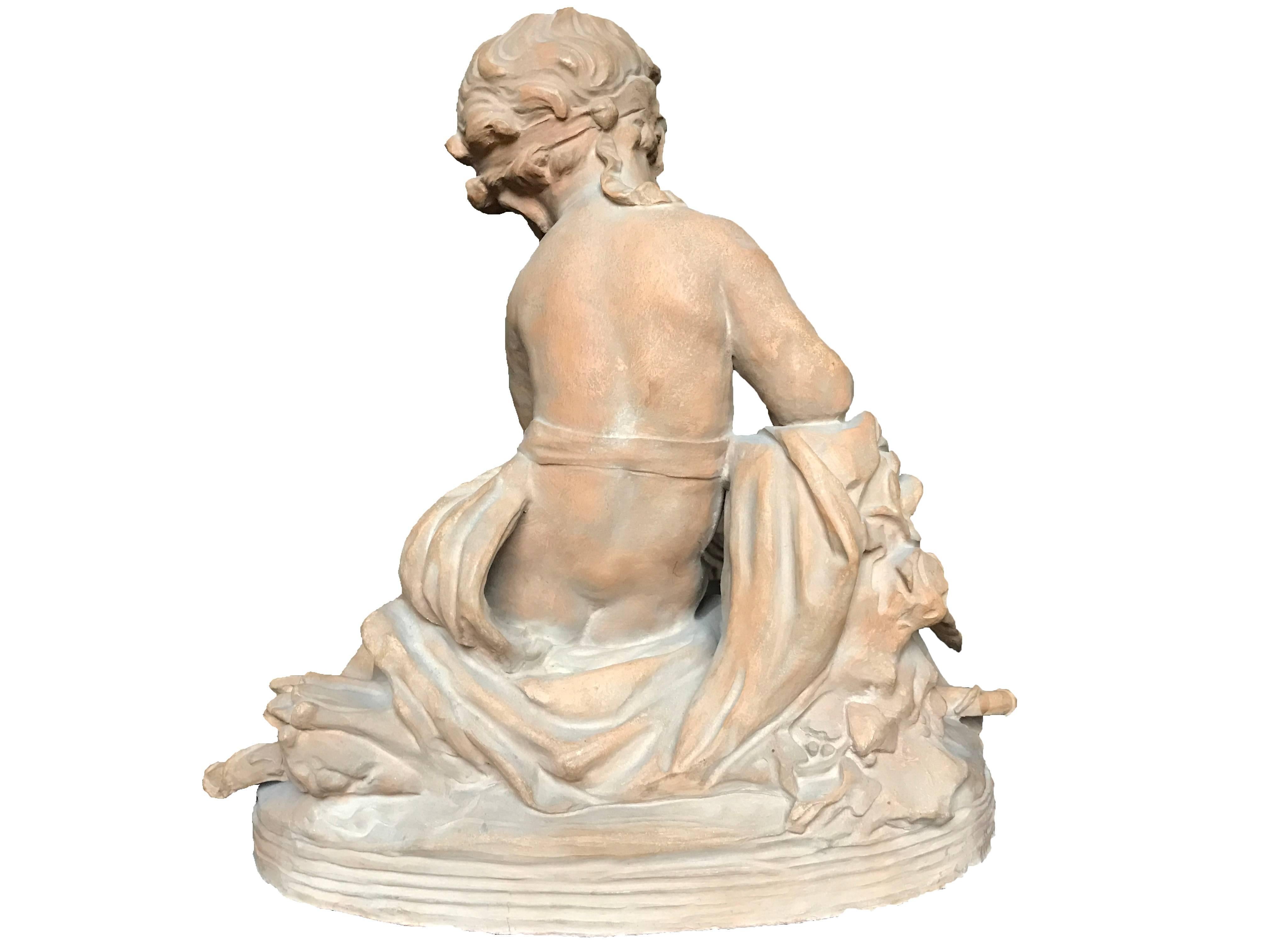 French Terracotta Allegory of Literature after Jean Baptiste Pigalle For Sale