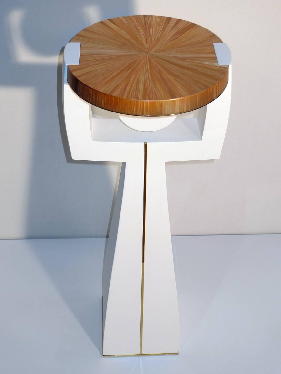 Marquetry Pedestal 'Pleiades' N°1/8 by Antoine Vignault, OAK Limited Edition For Sale