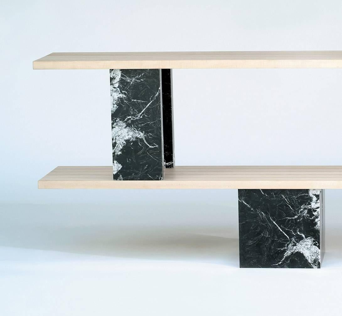 French Marble, Glass and Maple Console Shelf 'Ether' N°1/8 by Vincent Poujardieu For Sale