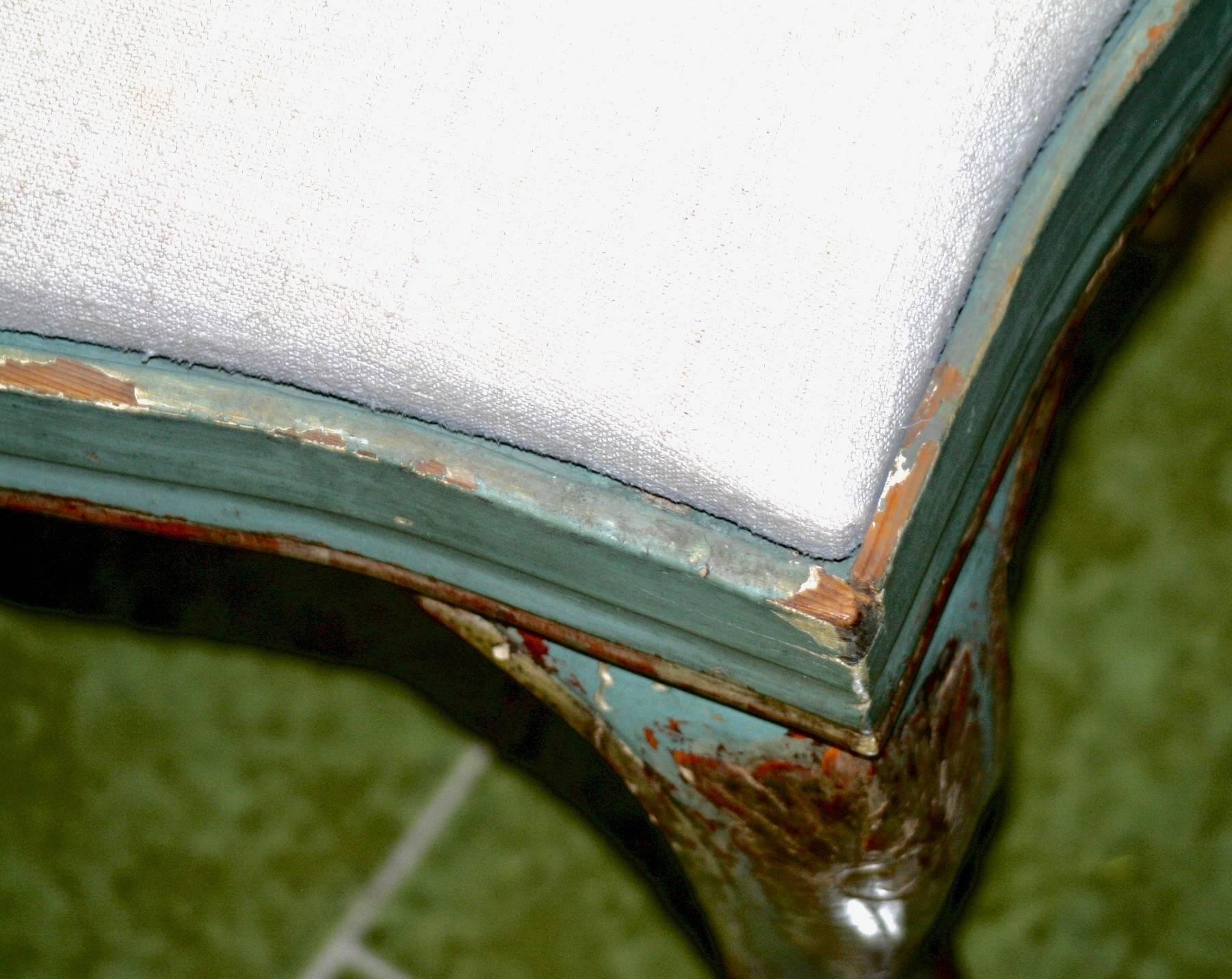 Upholstery Pair of Late 18th Century Polychromed Stools