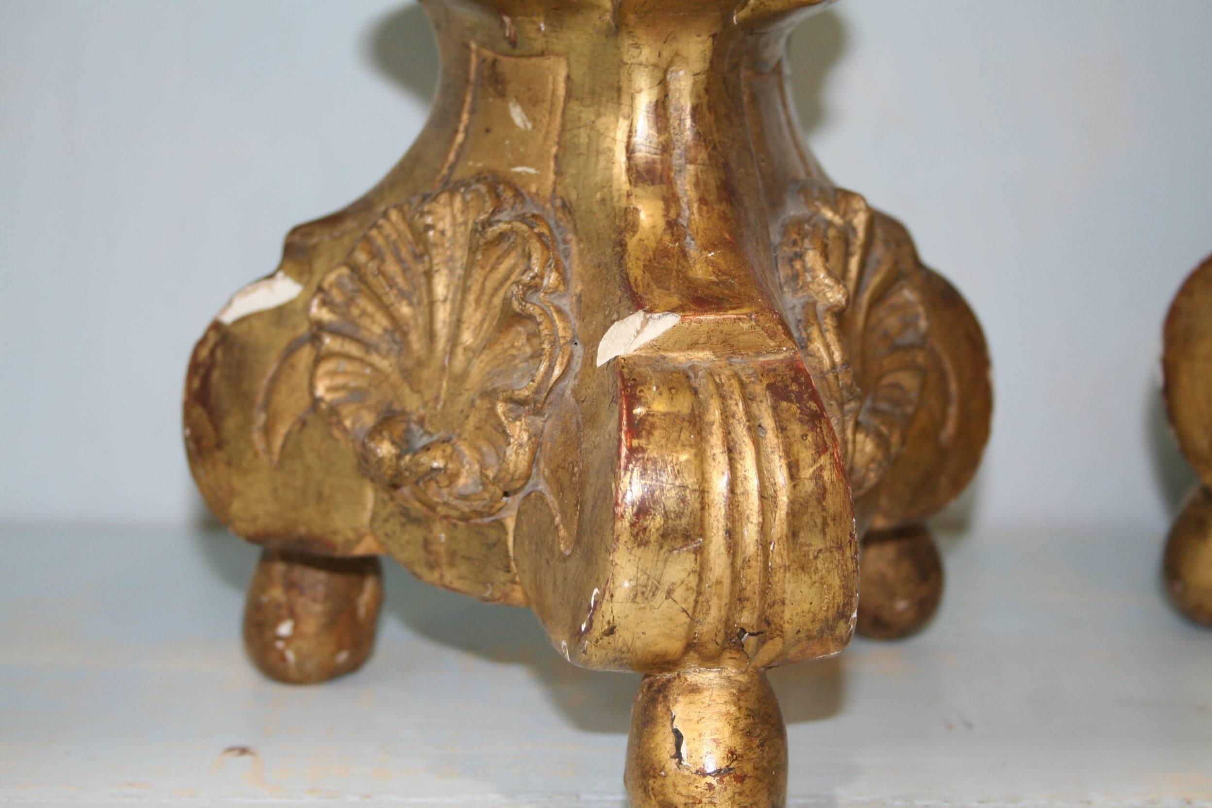 Baroque Pair of 18th Century Candleholders