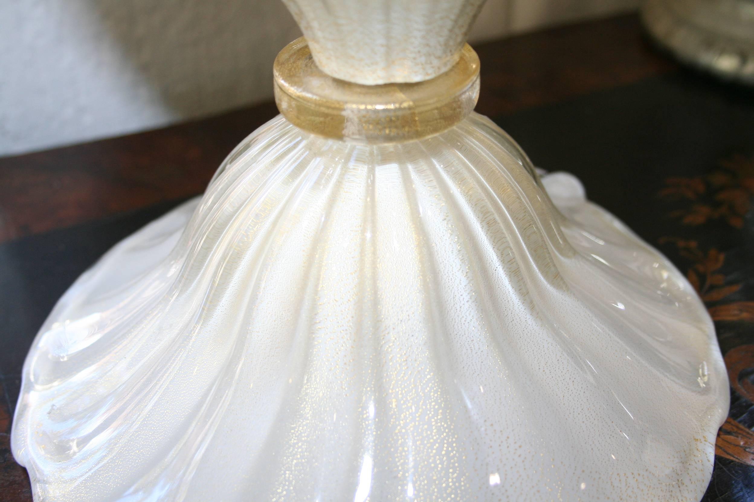 1970s, Italian Murano lamp with silk shade.