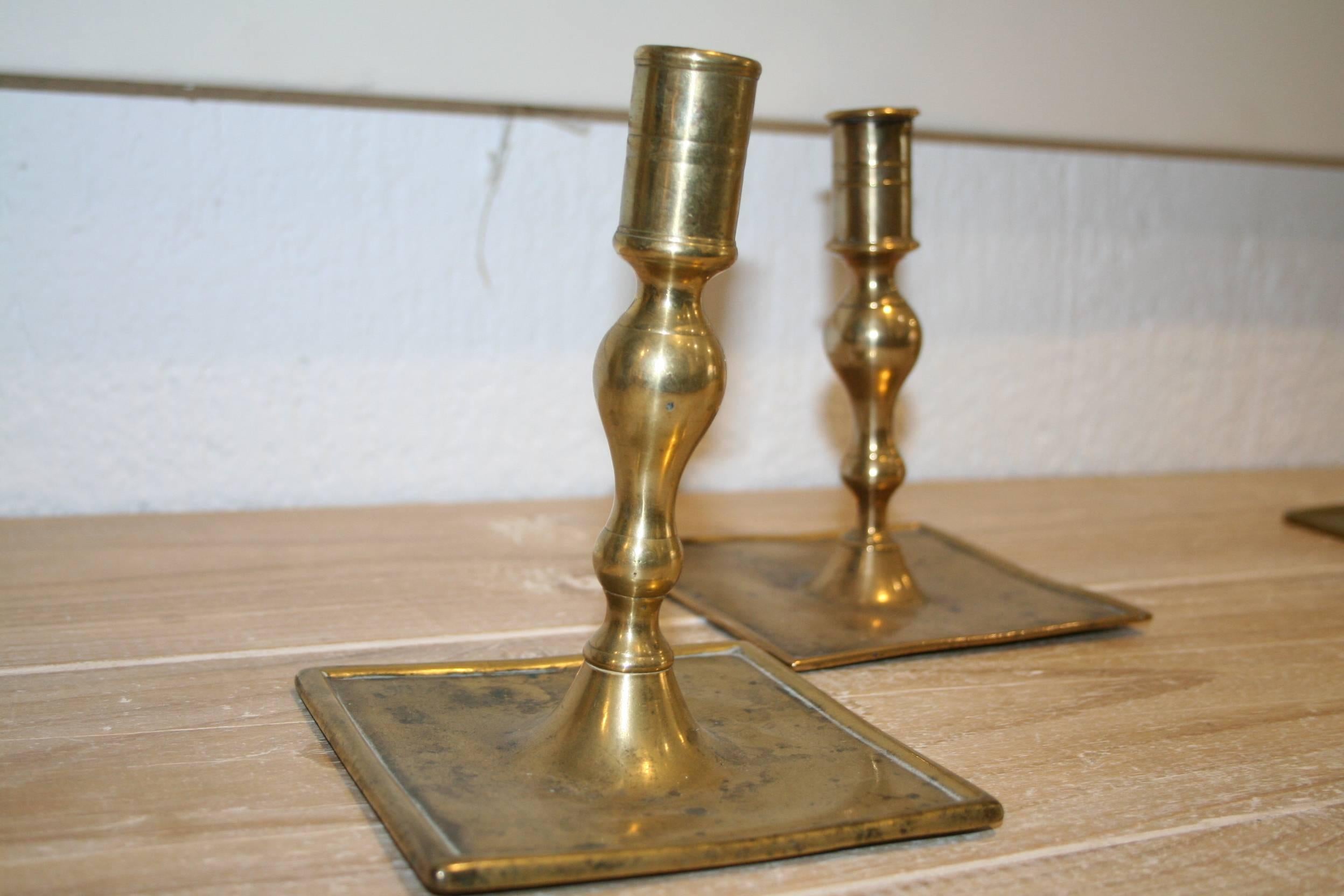 Pair of 17th Century bronze candlesticks.