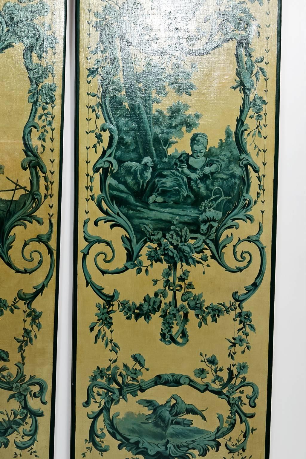 Four Italian 19th Century Blue Grisailles, Four Seasons In Excellent Condition For Sale In Madrid, ES