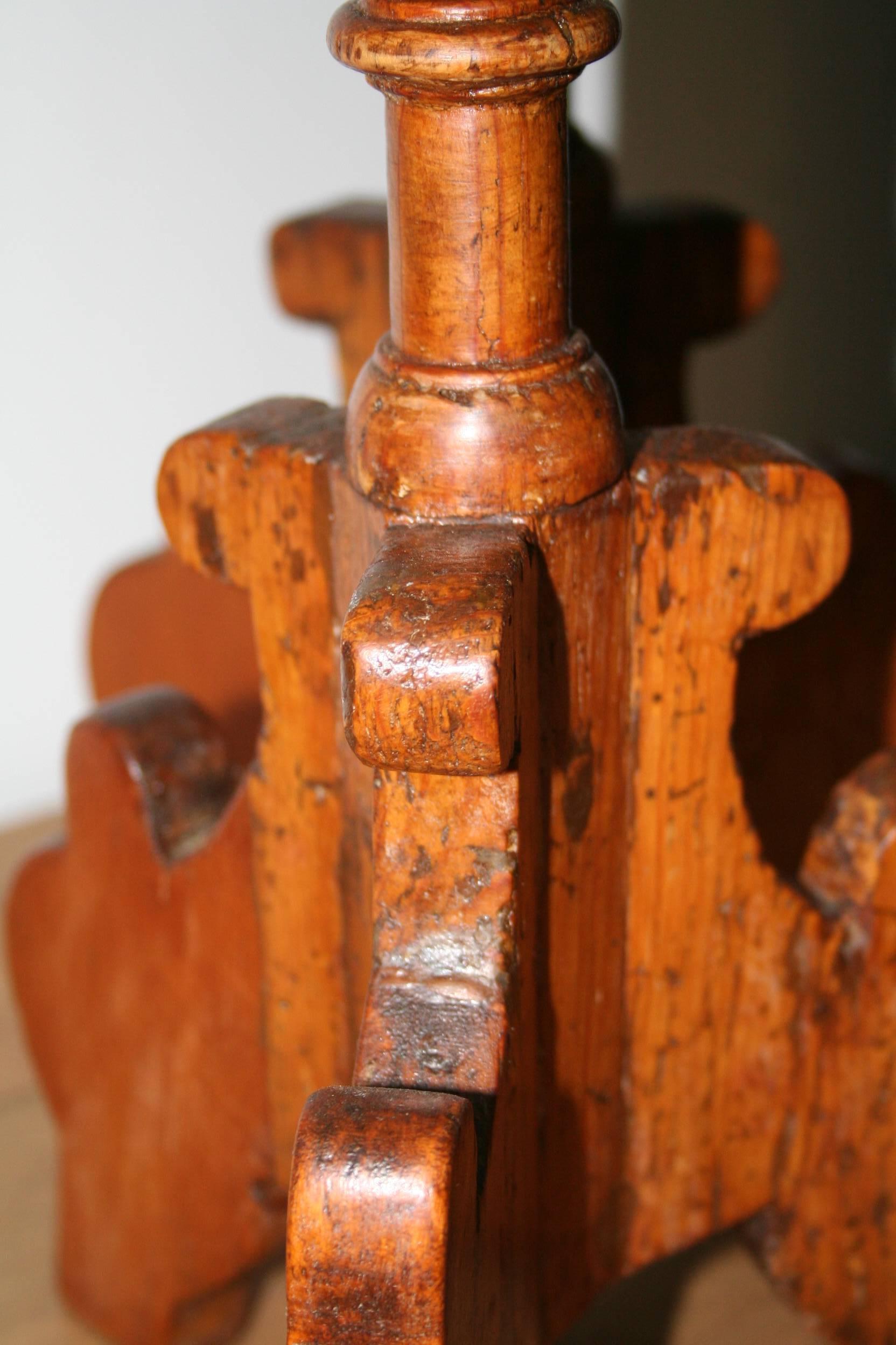 Spanish 18th Century wooden candlesticks For Sale