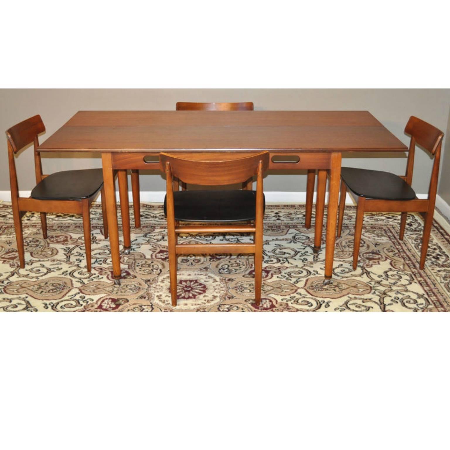 Mid-20th Century Danish Elliots of Newbury Stow-a-way Credenza, Table and Four Chairs For Sale