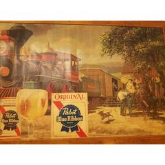 Grocery Pabst Blue Ribbon Beer Cardboard Advertisement Sign