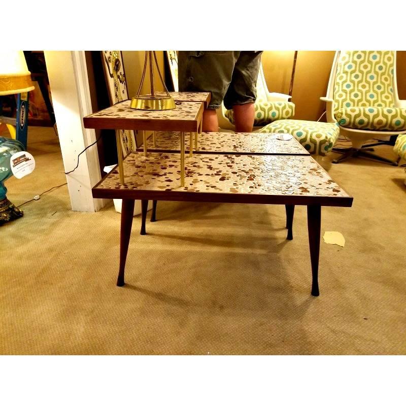 Mid-Century Modern Mid-Century Danish Pebble Mosaic End Tables For Sale
