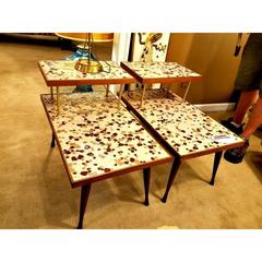 Mid-Century Danish Pebble Mosaic End Tables