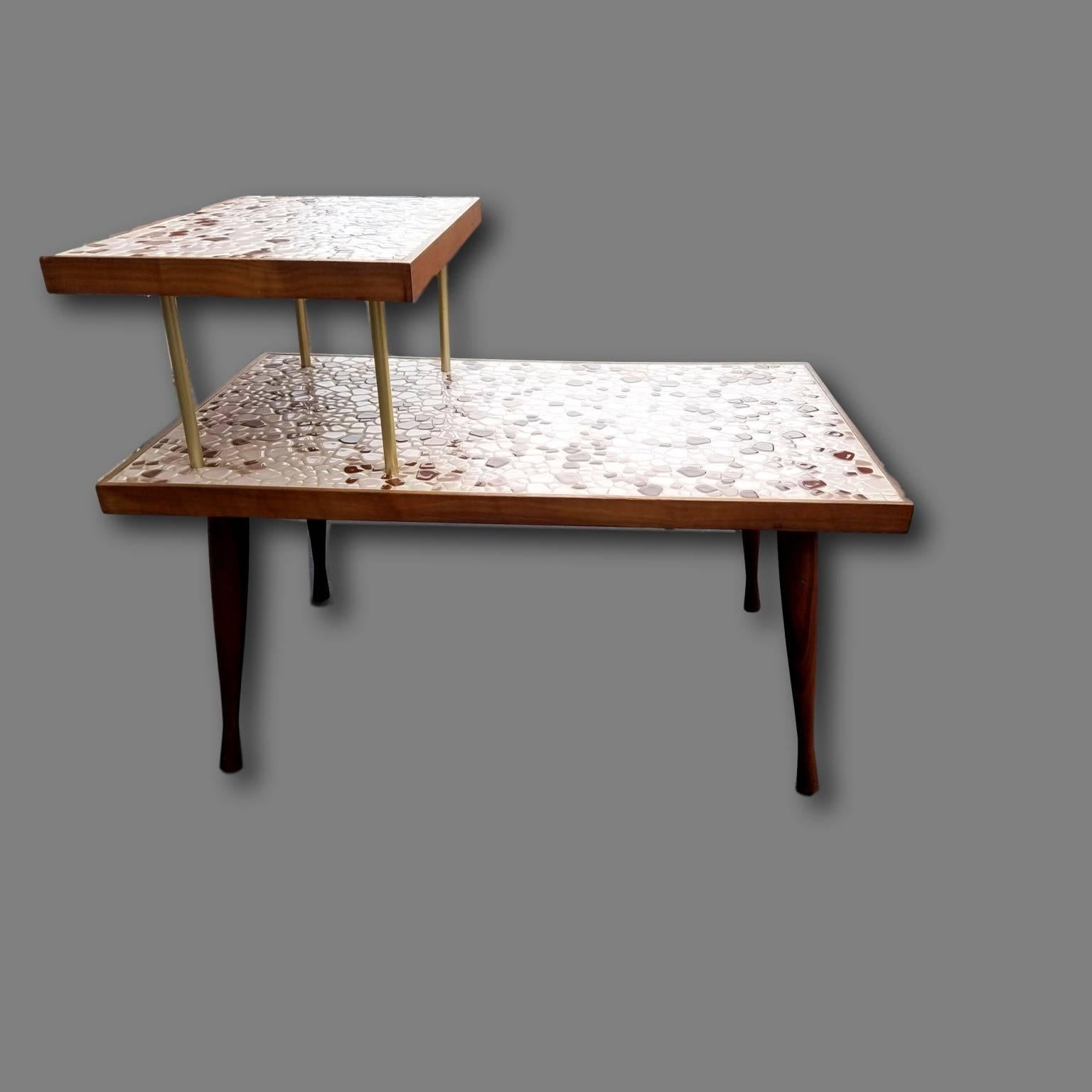 20th Century Mid-Century Danish Pebble Mosaic End Tables For Sale