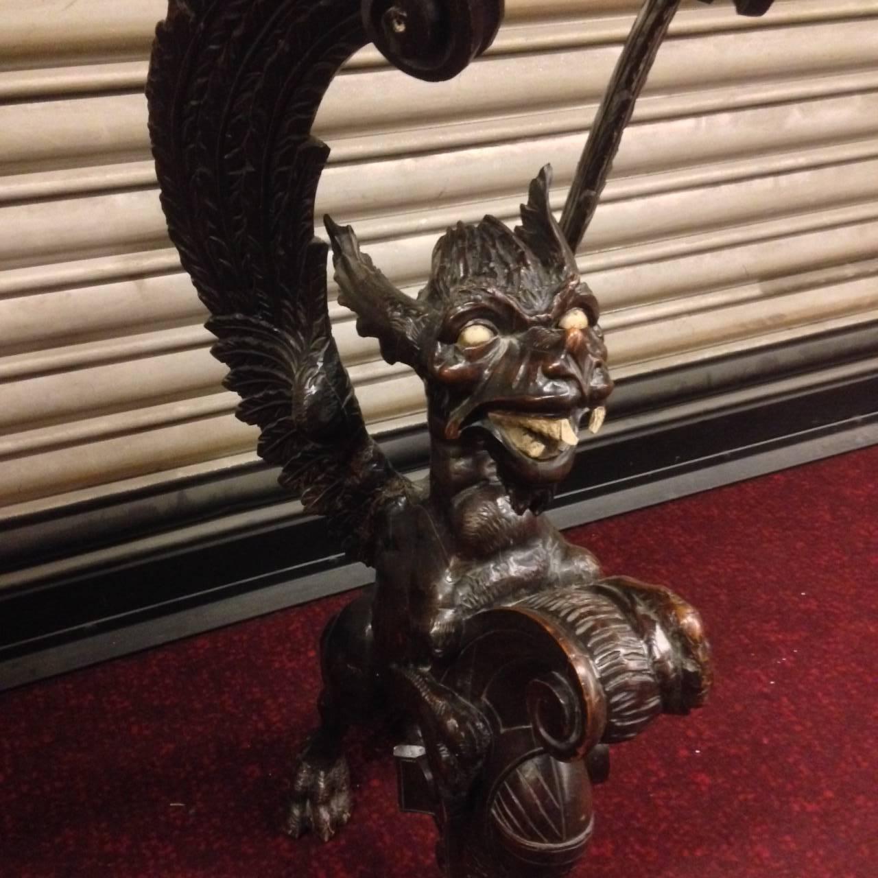 Gothic Pair of 19th Century Griffons For Sale