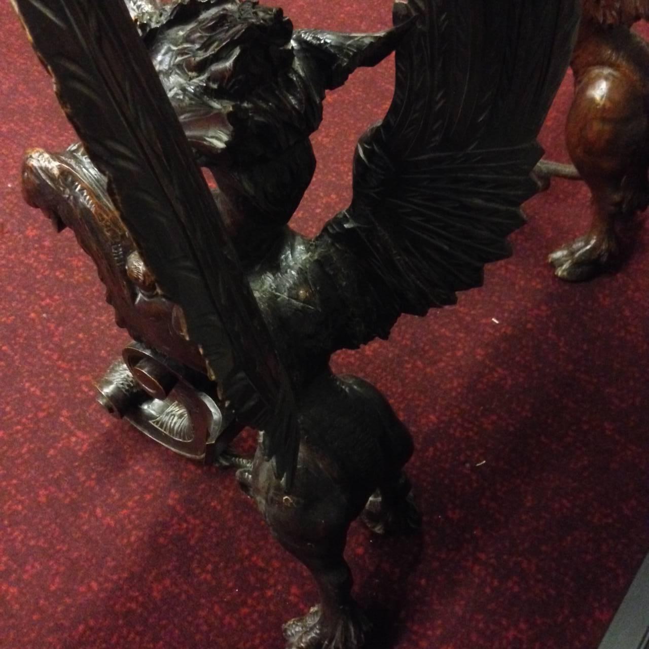 Wood Pair of 19th Century Griffons For Sale