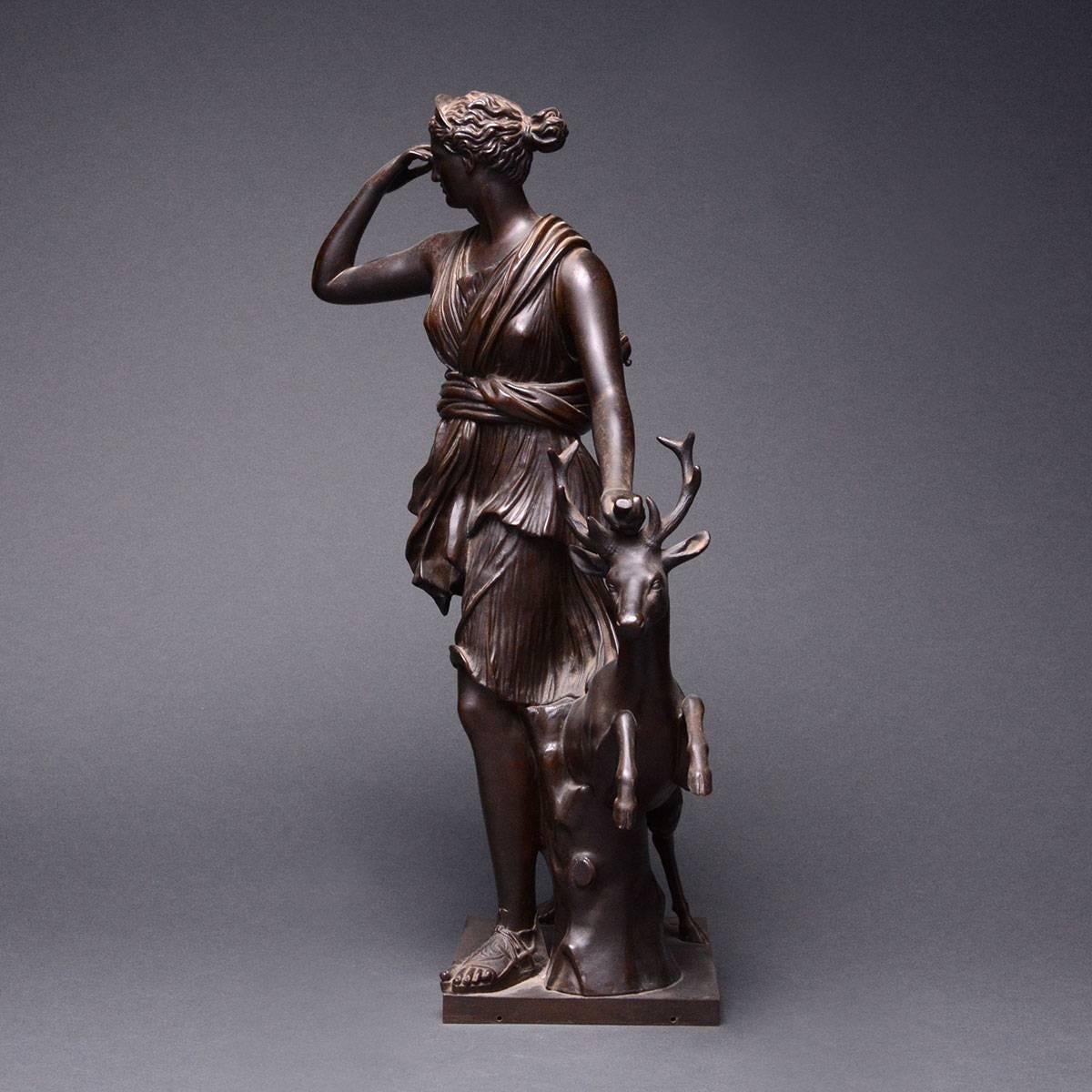 Neoclassical 19th Century Bronze Sculpture of the Versaille Diana For Sale