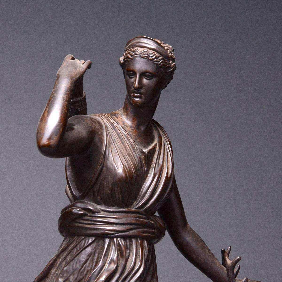 Cast 19th Century Bronze Sculpture of the Versaille Diana For Sale