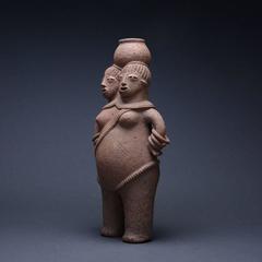 African Mangbetu Terracotta Vessel in the Shape of Conjoined Twins