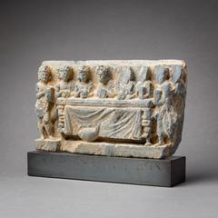 Gandharan Schist Lintel Depicting the Division of the Buddha's Relics