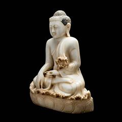 18th Century Mandalay Marble Seated Buddha