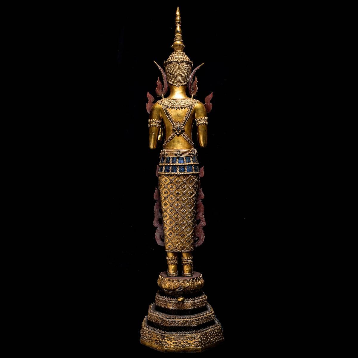 Thai Large Rattanakosin Standing Buddha in Full Regalia For Sale