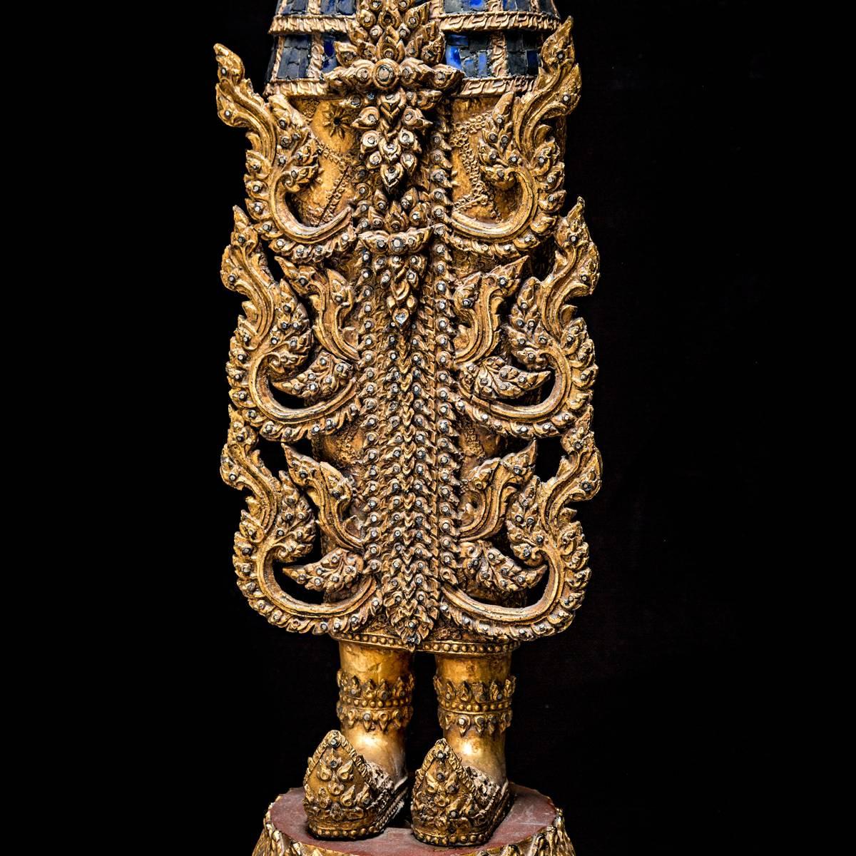 18th Century Large Rattanakosin Standing Buddha in Full Regalia For Sale