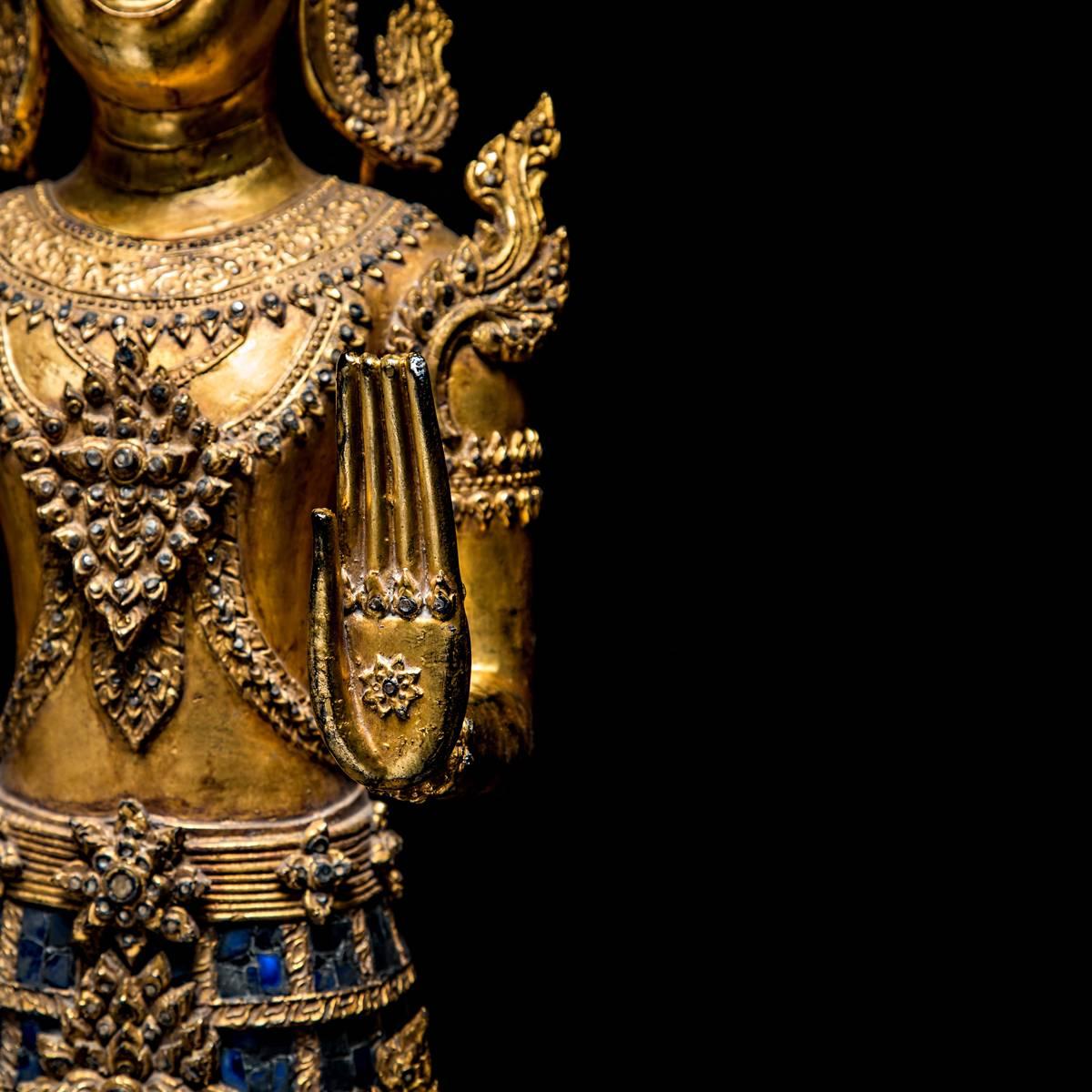 Large Rattanakosin Standing Buddha in Full Regalia For Sale 1