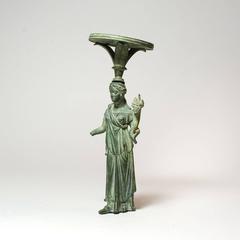 Roman Bronze Lamp Stand Depicting the Goddess Fortuna