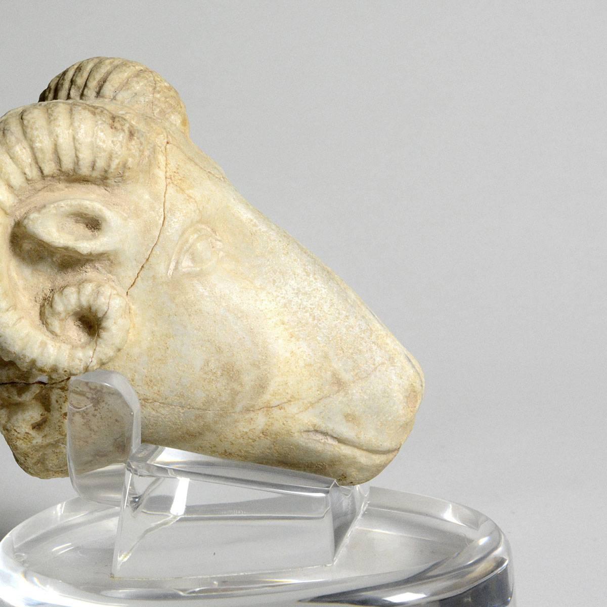 Italian Roman Sculpture of a Ram's Head For Sale