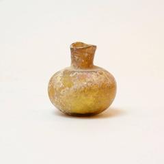 Roman Miniature Amber/Marbled Glass Bottle