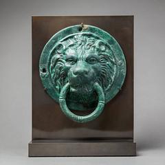 Pair of Roman Bronze Lion Roundels with Handles