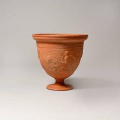 Gallo-Roman Terracotta Chalice with Molded Decorations