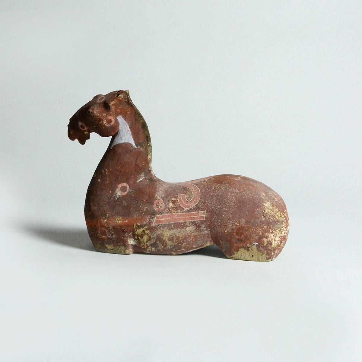 Chinese Han Dynasty Polychrome Torso of a Horse For Sale