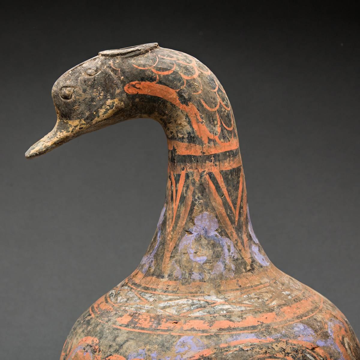 Painted Pair of Han Dynasty Duck Vessels For Sale