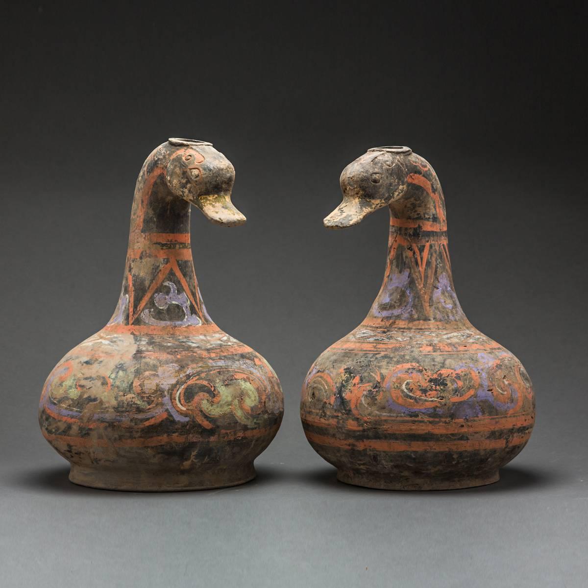 Chinese Pair of Han Dynasty Duck Vessels For Sale