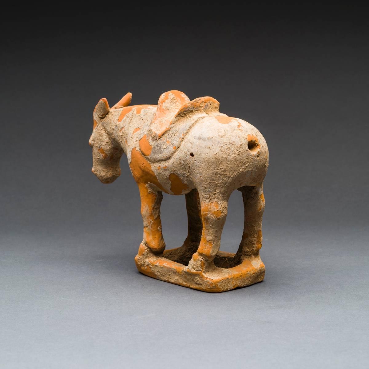 Fired Han Period Terracotta Figure of a Mule For Sale