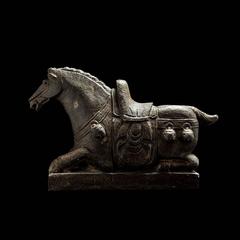 Qing Stone Sculpture of a Seated Horse