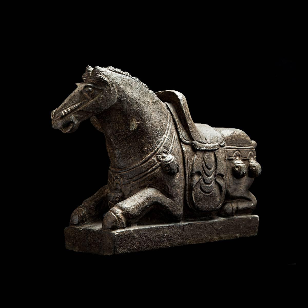 Chinese Qing Stone Sculpture of a Seated Horse For Sale